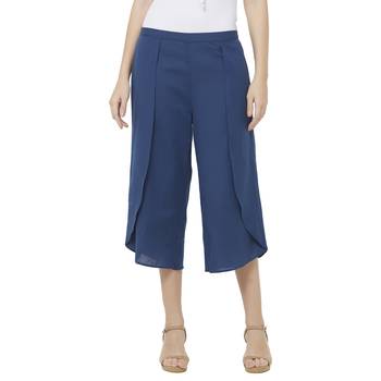 Blue printed viscose bottoms 1