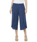 Blue printed viscose bottoms