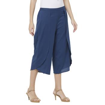 Blue printed viscose bottoms 2