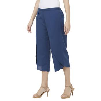 Blue printed viscose bottoms 3