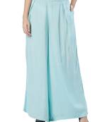 Blue printed viscose bottoms