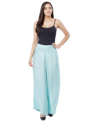 Blue printed viscose bottoms 4
