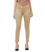 Beige printed cotton bottoms