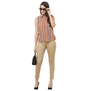 Beige printed cotton bottoms 5