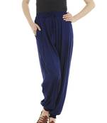 Blue printed viscose bottoms