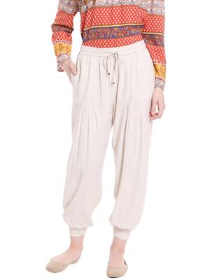 Beige printed viscose bottoms 1