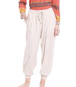 Beige printed viscose bottoms