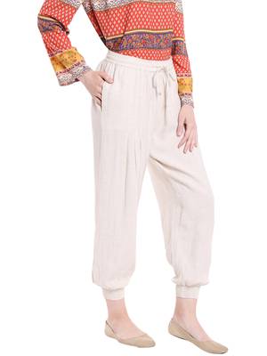 Beige printed viscose bottoms 2