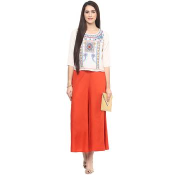 Orange printed viscose bottoms 4
