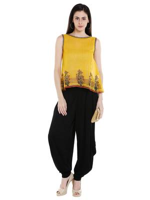 Black printed viscose bottoms 4