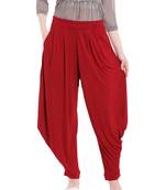 Red printed viscose bottoms