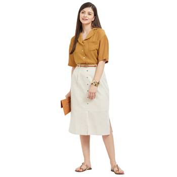 Beige printed cotton bottoms 5