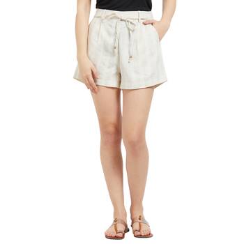 Beige printed polyester bottoms 1