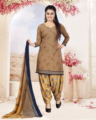 Brown Printed Crepe Salwar 1