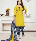 Yellow Printed Crepe Salwar