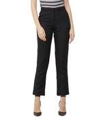 Black printed linen bottoms