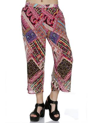 Pink printed polyester bottoms 1
