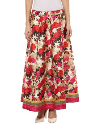Pink printed polyester skirts 1
