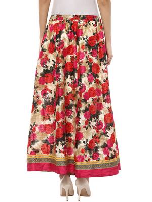 Pink printed polyester skirts 2