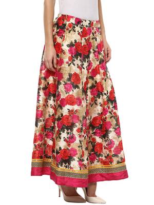 Pink printed polyester skirts 3