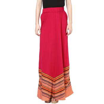 Pink printed viscose skirts 1