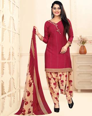 Magenta Printed Crepe Salwar 1
