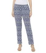 Blue printed polyester bottoms