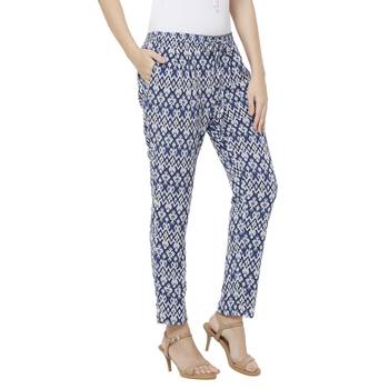Blue printed polyester bottoms 3