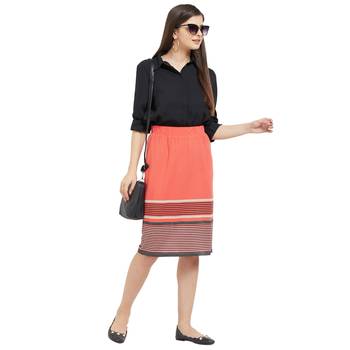 Orange printed viscose skirts 4