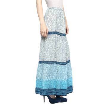 Blue printed polyester skirts 2
