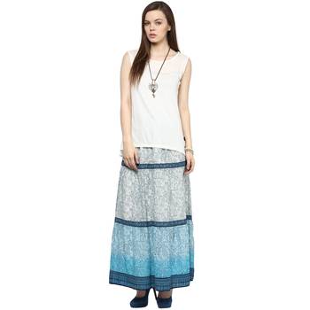 Blue printed polyester skirts 5