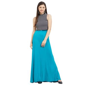 Blue printed viscose skirts 4