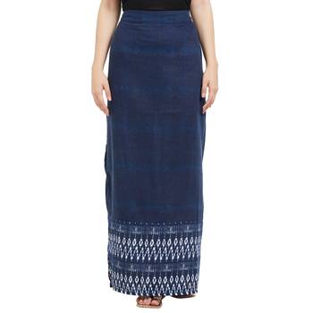 Blue printed polyester bottoms 1