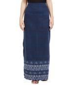 Blue printed polyester bottoms