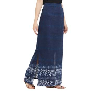 Blue printed polyester bottoms 2