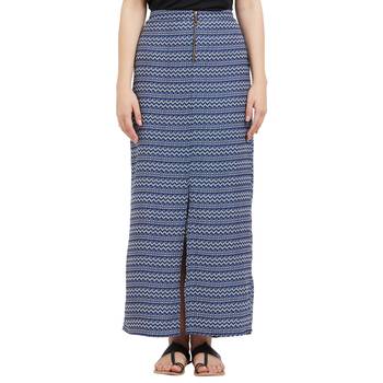 Blue printed polyester skirts 1