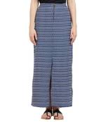 Blue printed polyester skirts