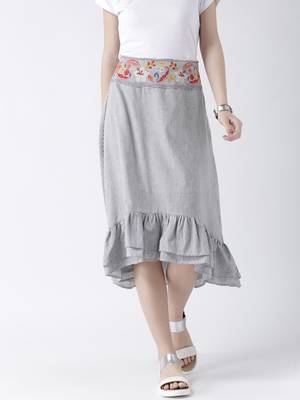 Grey printed viscose skirts 1