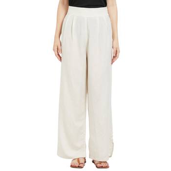 Beige printed viscose bottoms 1