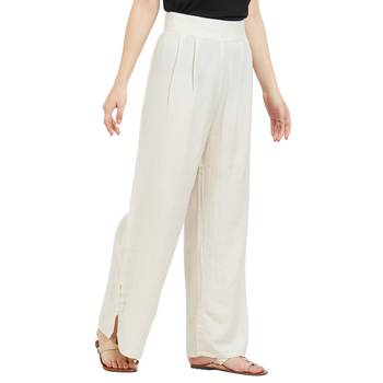 Beige printed viscose bottoms 2