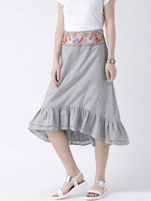 Grey printed viscose skirts 3