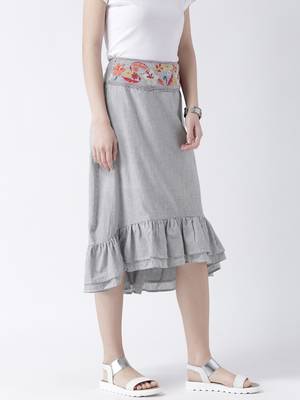 Grey printed viscose skirts 4