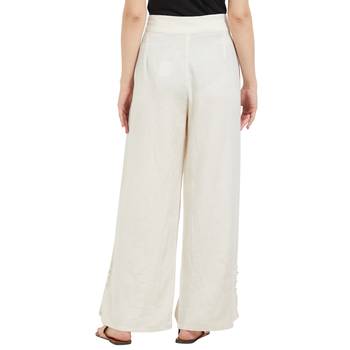 Beige printed viscose bottoms 4
