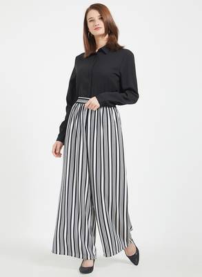 Black printed polyester bottoms 1