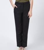 Black printed linen bottoms