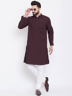 Maroon woven pure cotton men-kurtas 1