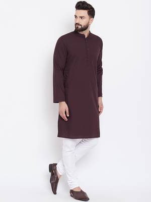 Maroon woven pure cotton men-kurtas 3