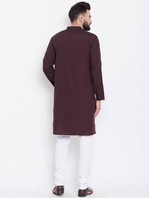 Maroon woven pure cotton men-kurtas 4