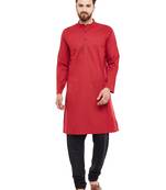 Red woven pure cotton men-kurtas