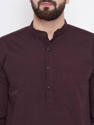 Maroon woven pure cotton men-kurtas 5